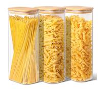 ComSaf Tarros de Cristal con Tapa, Frascos de Vidrio con Tapa, 2100 ml, Set de 3 Piezas, Adecuado para Pienso para Perros Pequeños, Hojas de Té, Anís Estrellado