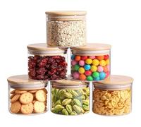 Comsaf Tarros de Cristal con Tapa, Frascos de Vidrio con Tapa, 450 ml, Set de 6 Piezas, Adecuado para Azúcar Glas, Azúcar Blanco Granulada, Cacao en Polvo