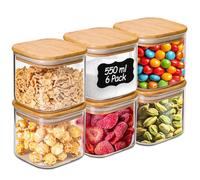 Comsaf Tarros de Cristal con Tapa, Frascos de Vidrio con Tapa, 550 ml, Set de 6 Piezas, Adecuado para Frijoles Negros, Palitos de Galleta, Piñones