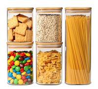 ComSaf Tarros de Cristal con Tapa, Frascos de Vidrio con Tapa, 800-2050 ml, Set de 5 Piezas, Adecuado para Cereales de Desayuno, Barritas de Premio para Mascotas, Arena de Cuarzo Teñida