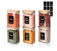 ComSaf Tarros de Cristal con Tapa, Frascos de Vidrio con Tapa, Rectangulares, 240ml, Set de 6, para Apasionados de la Cocina, Ideal para Sal Gorda, Orégano, Pimentón, Romero, Organización de Cocina
