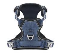 COMSLE Arnes Perro Grande Mediano Pequeño sin Tirones, Arnes Antitirones Antiescape Perro Ajustable Reflectante, Acolchado Cómodo Apto para Adiestramiento, Azul Oscuro, S