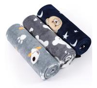 COMSLE Mantas esponjosas lavables para perros pequeños, medianos y grandes, paquete de 3 mantas de forro polar suave para gatos de interior, manta para cachorros, manta de dormir para sofá cama
