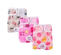 COMSLE Pañales Lavables y Reutilizables para Perras - 3 Paquetes, Braguitas Calientes, Altamente Absorbentes