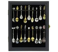 COMSREV 18 expositores de cucharas de té de Recuerdo, Montaje en Pared, protección UV, acrílico, Puerta de Madera, Soporte de exhibición para colección de cucharas