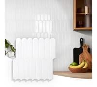 COMSTICKC Más Grueso Azulejos Adhesivos 3D Blanco, 2,5 mm de Grosor, 10 Piezas, Azulejos Autoadhesivos 3D de Vinilo, Paneles de Pared 3D para Salpicadero en Cocina y Baño, Impermeables, 30.5 x 30.5 cm