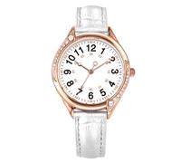 COMTEX Reloj de enfermera impermeable, adecuado para profesionales médicos, estudiantes, mujeres, caja de oro rosa con incrustaciones de diamantes de cristal, esfera fácil de leer, segundero de 24