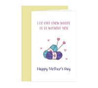 Comting Tarjeta de agradecimiento para el día de la madre, tarjeta de agradecimiento para mamá, con texto en inglés "I Do Knit Know Where I'd Be Without You, Appreciate Mother's Day Present