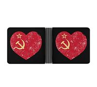 Comunismo Unión Soviética Retro Bandera Hombres Cartera de Cuero Minimalista Bloqueo Bifold Carteras Slim Monedero con 6 Tarjetas de Crédito