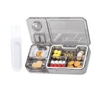 COMVASTARS Pastillero diario machacador de pastillas Pill Cutter Multifunción 3 en 1 Cortador Pastillas Tablet Splitter Medicación Grinder Medicine Storage Organizer Para Viajes y Uso Diario (Gris)