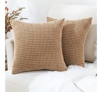 Comvi Juego de 4 Cojines de Sofá - 2 Rellenos y 2 Fundas Incluidas - Pana de Maíz Esponjosos Para Cama y Sofá - 45 cm x 45 cm