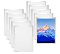 Comzantor 10 Piezas A4 Marco Fotos Magnetico, Marco de Fotos Magnético Multiusos, Diamond Painting Marco, Información Marco Autoadhesivo, para Fotos, Carteles, Documento, Licencia (Plata)
