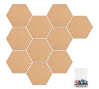 Comzantor 10 Piezas Corcho Pared Hexagonal Autoadhesivo, Tablón de Anuncios para Bricolaje, Colgar Fotos, Decoración del Hogar y Notas, con Alfileres de Colores