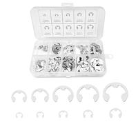 Comzantor 200 Piezas Anillo de Retención Externo Plata, Circlip E-Clip Snap de Acero Inoxidable, Arandelas de Seguridad 10 tamaños 1.5-10mm, Anillos de Seguridad para Hardware de Sujeción de Eje