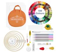 Comzantor 205 Pcs Kit Bordado, Kit Punto de Cruz, Punch Needle Kit Completo, Kit de Costura con Hilos y Tela, Cross Stitch Kit, Bordar Kit, Embroidery Kit de Lona para Principiantes y Niños Adultos