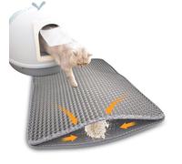 Comzantor 60cm × 90cm Alfombra Arenero Gato Doble Capa Plegable, Alfombrilla Impermeable, Fácil Limpiar, Arena Gatos Antideslizante, Diseño de Panal Abejas(Gris)