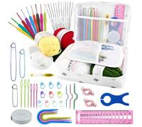 Comzantor Kit de ganchillo de 58 piezas Completo, Kit de punto de ganchillo, bolsa de ganchillo para niños y principiantes