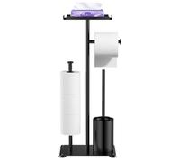 Comzantor Portarrollos Papel Higienico, Porta Rollos de Papel Higienico Baño, Portarollos Papel Higienico Toilet Paper Holder Escobillero, Stand Roll Colgador Rollo Soporte Papel Higienico Negro