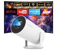 Con Android TV: Mini proyector de rotación de 270° con Bluetooth y WiFi 6, LYNCAST Auto Keystone Proyector portátil 1080p 4K compatible con proyector HY300pro para teléfono/TV Stick/HDMI/PS5/IOS