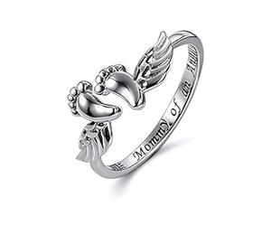 con ángel - Joyas homenaje a la memoria de cobre, banda recuerdo con diseño de huella | Ornamento simbólico estético para mujeres, niñas, padres, hogar, oficina, muestra momentos especiales,
