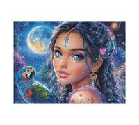 con Cabello Azul y un Guacamayo Colorido Puzzle 500 Piezas Impossible Creativo Tiempo Feliz Rompecabezas 3D Obra De Arte para Toda La Familia Juguete Educativo Decoración 500 PCS