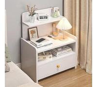 Con cajón de almacenamiento nocturno para dormitorio, armario lateral, para dormitorio, sala de estar, N (tamaño: 33 x 26 x 60 cm, color: blanco)