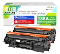 CON CHIP Cartucho de Tóner Compatible 135A W1350A 2 Negro 1100 Páginas para M207 M207dw M209 M209d M209dw M234 M234d M234dw M234sdw M234sdn M235sdw, No Funciona con Modelos H P + que Terminan en ''e''