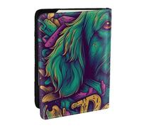 Con colorido soporte para pasaporte estampado Golden Retriever, funda de viaje de piel sintética para pasaporte, organizador para hombres y mujeres, 6.5 pulgadas, Black, Talla única