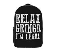 con Compartimento Bolsa De Viaje Gringo Divertido Relajarse Mochila para Escuela Casual Bolsa para Portátil para Trabajo, Adolescente, Escolar, 42X32X14Cm