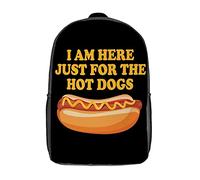 con Compartimento Bolso Mochila Estoy Aquí Sólo por Los Perritos Calientes Mochila para Escuela Estampado Bolsa De Deporte para Trabajo, Adolescente, Viajes, 42X32X14Cm