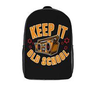 con Compartimento Mochila para Escuela Mantén El Diseño De Radiocasete De Hip Hop De La Vieja Escuela Bolsa De Viaje Diaria Bolsa para Portátil para Escolar, Adolescente, Viajes, 42X32X14Cm