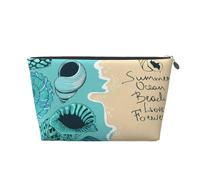 con Conchas De Mar Azul Imagen Vectorial, Bolsa de artículos de tocador Bolsa de Maquillaje Bolsa de cosméticos Bolsa de artículos de tocador de Viaje portátil