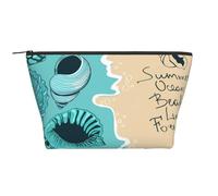 con Conchas De Mar Azul Imagen Vectorial, Bolsa de artículos de tocador Bolsa de Maquillaje Bolsa de cosméticos Bolsa de artículos de tocador de Viaje portátil