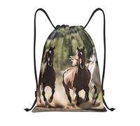 con Cordón Bolsas Cordon De Gimnasio Impresión De Tres Caballos Corriendo Mochila con Cordón Robusto Gym Sack para Acampada Adulto Nadar 36X42Cm