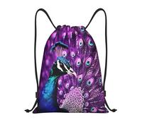 con cordón Mochila de Cuerda Pavo Real Morado Saco de Deporte Práctico Bolsas Cordon de Gimnasio para Acampada Vacaciones Viaje 36X42cm