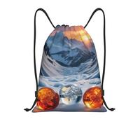 con cordón Mochilas Cordón Impresión de Bolas de Hielo y Fuego Gym Bag Cómodos Deporte Gimnasio Bolsas para Yoga Adulto Vacaciones 36X42cm