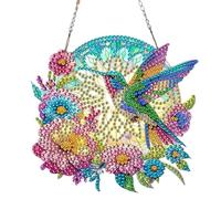con Diamantes de imitación para pájaros, Colgante con Prisma de, arcoíris, Pintura de Diamante de Doble Cara, carillón de Viento, Prisma de, arcoíris,