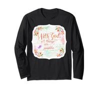 con Dios Todas Las Cosas Son posibles Citas de la Biblia de Matthew Manga Larga