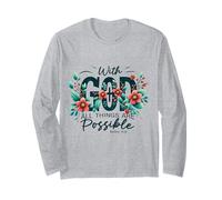 con Dios Todas Las Cosas Son posibles Evangelio bíblico Manga Larga