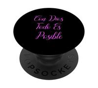 con Dios Todo Es Posible Bibia Español Español Rosa Católica PopSockets PopGrip Adhesivo