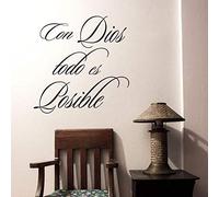 Con Dios Todo Es Posible Cristiano Español Vinilo Pared Calcomanía Cita Palabras Pegatinas Decoración Del Hogar Sala De Estar 61X56Cm