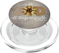 con Dios Todo es Posible Leopard Sunflower Faith PopSockets PopGrip para MagSafe