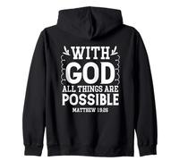 con Dios, Todo es Posible - Mateo 19:26 Sudadera con Capucha