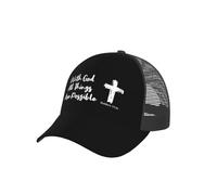 con Dios Todo Es Posible Mateo 19:262 Mujer Hombre Snapback Cap Clásico Gorras Hip Hop Ajustable Gorra Trucker para Golf Senderismo Verano