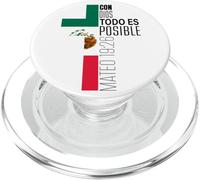con Dios Todo Es Posible Regalo Cristiano Español Bandera Mexicana PopSockets PopGrip para MagSafe