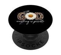 con Dios Todo es Posible, Sunflower Faith Christian PopSockets PopGrip Adhesivo