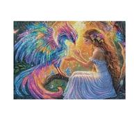 con el fénix en el Bosque Encantado Puzzle 300 Piezas Desafío Intelectual 3D Tiempo Feliz Rompecabezas para Hombres Y Mujeres Obra De Arte Colorido Decoración Hogar 300 PCS