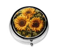 Con el girasol amarillo, este pequeño pastillero redondo de viaje de tres compartimentos es perfecto para almacenar medicamentos diarios, vitaminas y sobre la marcha.