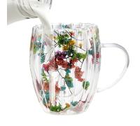 con flores secas - Vaso con diseño de pétalos naturales, recipiente artístico para té, vajilla decorativa de cocina | Regalos de cumpleaños de Navidad para la mejor amiga, profesora, mamá
