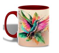 Con frase Taza de porcelana china Colorido con diseño de colibrí y hojas tropicales Divertido Taza de gráfico 330ML para Desayuno,Estudio,Momentos de relax,Regalo de fin de curso